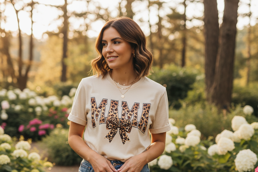 MAMA Leopard Graphic T-Shirt