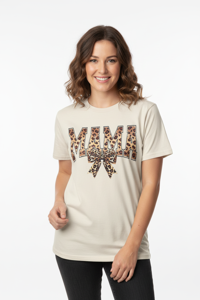 MAMA Leopard Graphic T-Shirt