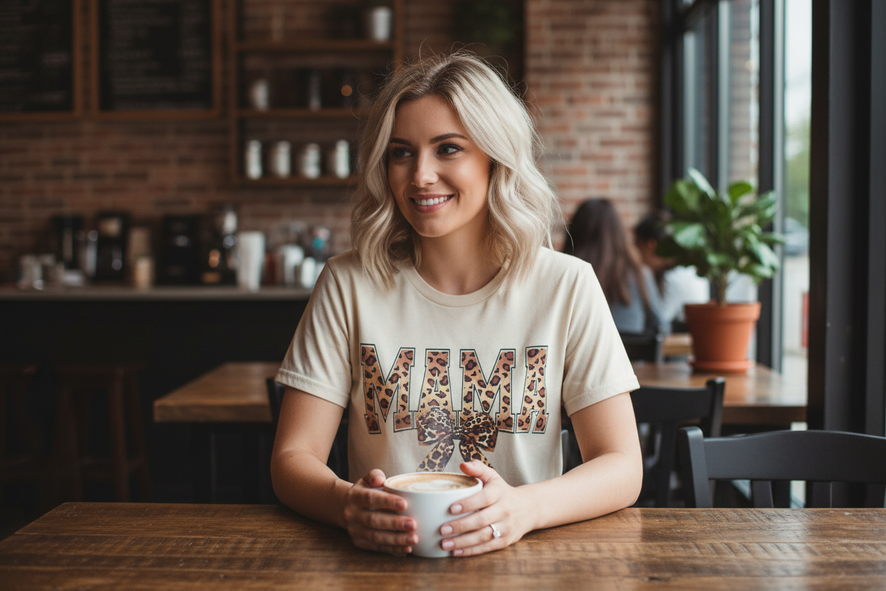 MAMA Leopard Graphic T-Shirt