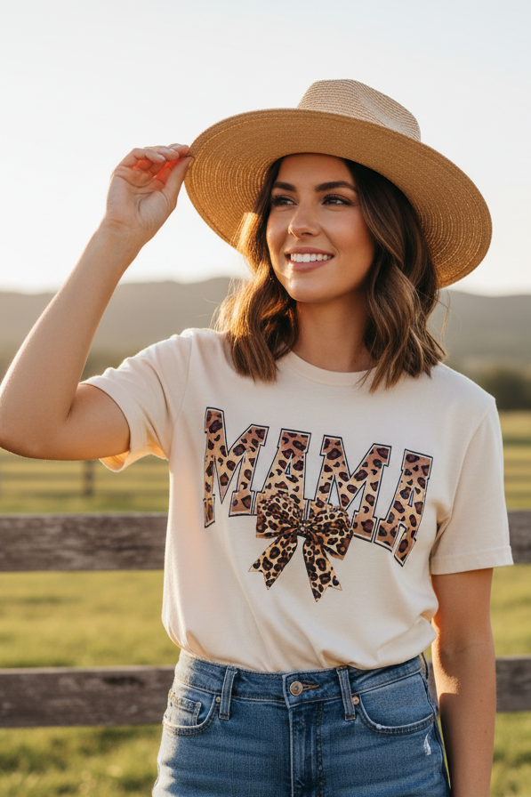 MAMA Leopard Graphic T-Shirt