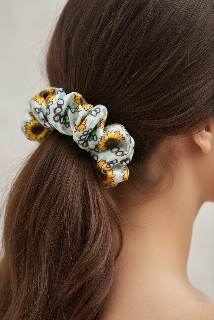 Sunflower Concha Hair Scrunchie