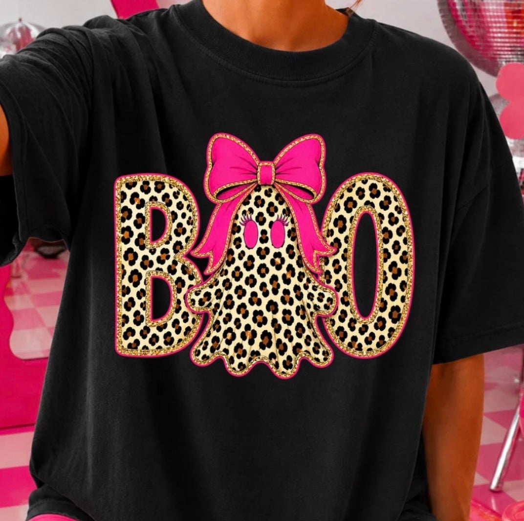 BOO Leopard Ghost Graphic Tshirt