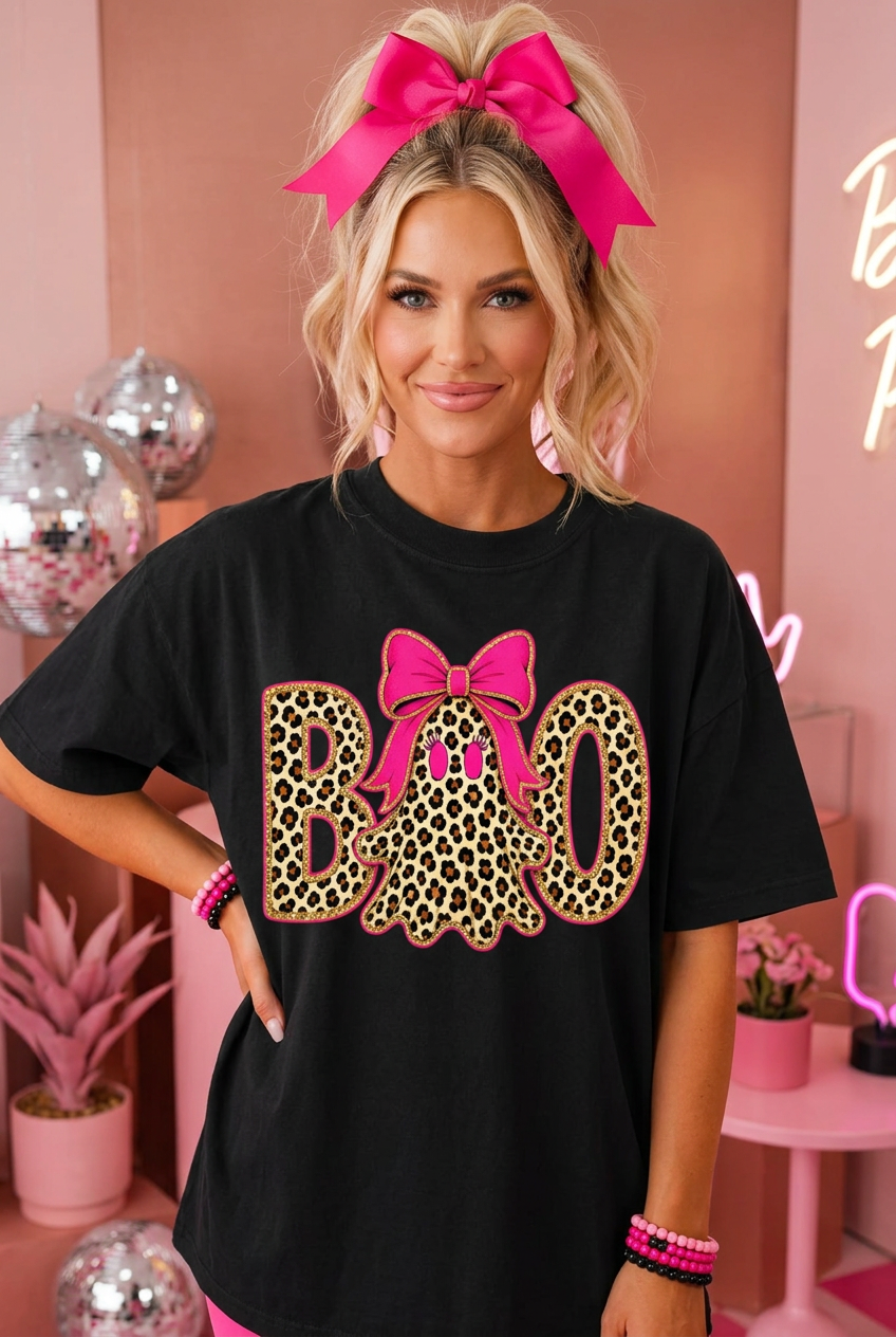 BOO Leopard Ghost Graphic Tshirt