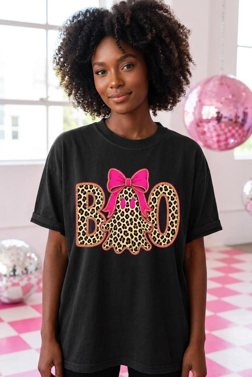 BOO Leopard Ghost Graphic Tshirt