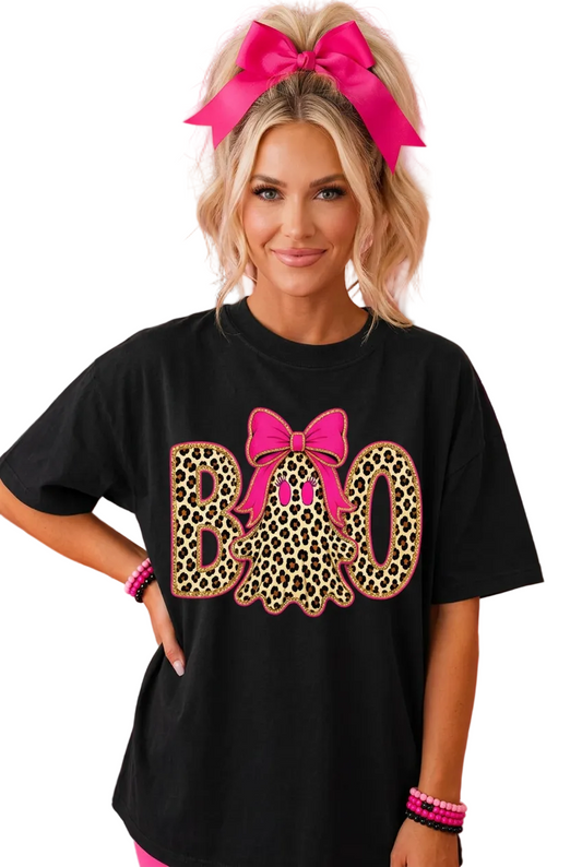 BOO Leopard Ghost Graphic Tshirt