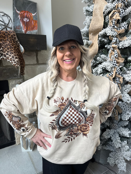 Checkered Brown Spade Sweatshirt