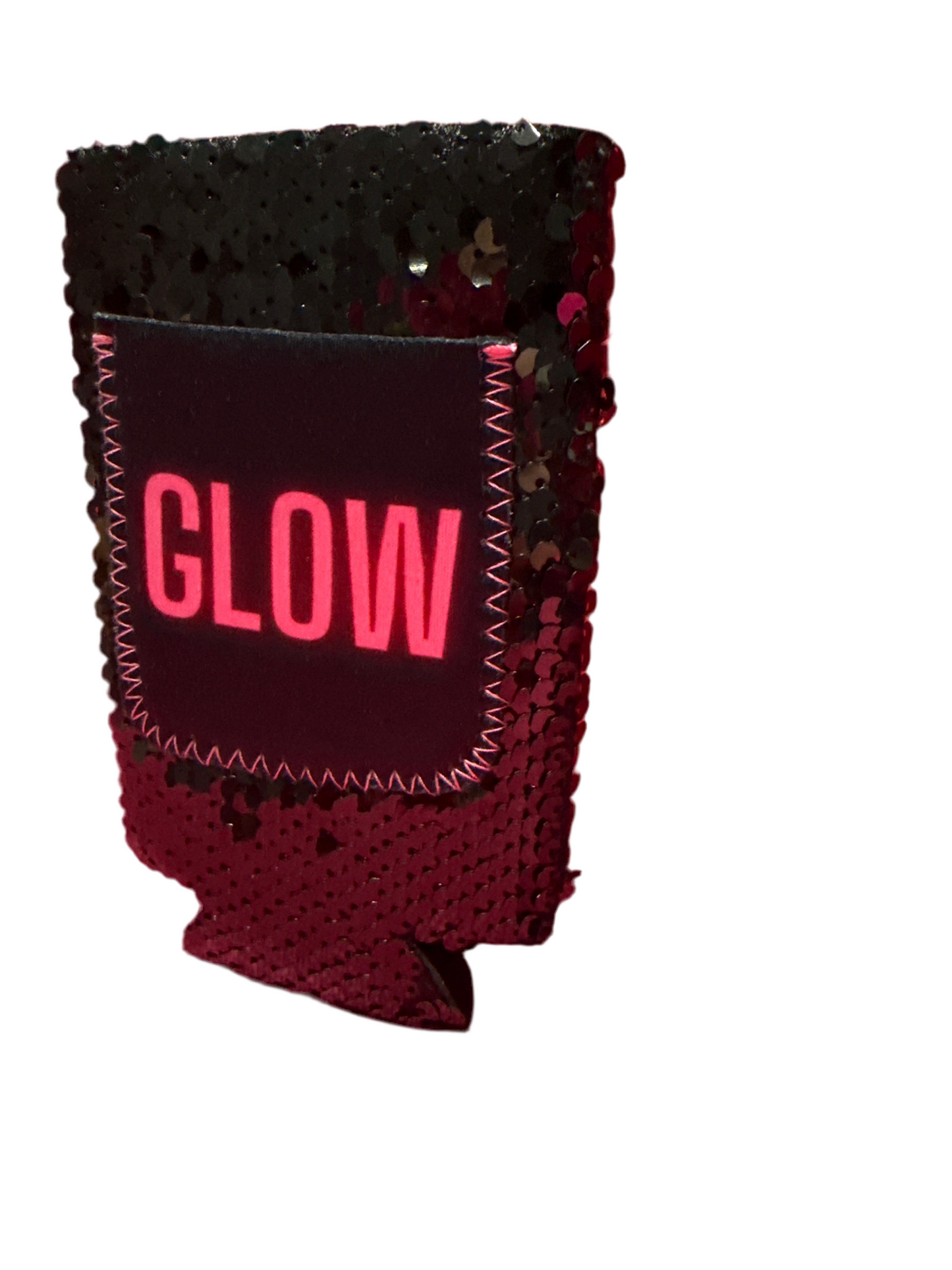 Glow Black Sequin Slim Can Cooler