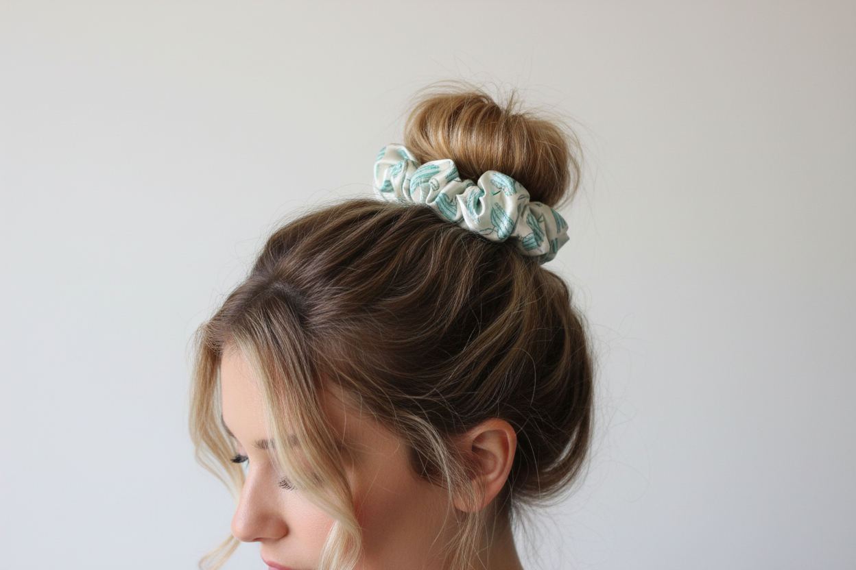 Turquoise Boot Stitch Hair Scrunchie