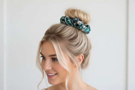Checkered Concha Scrunchie