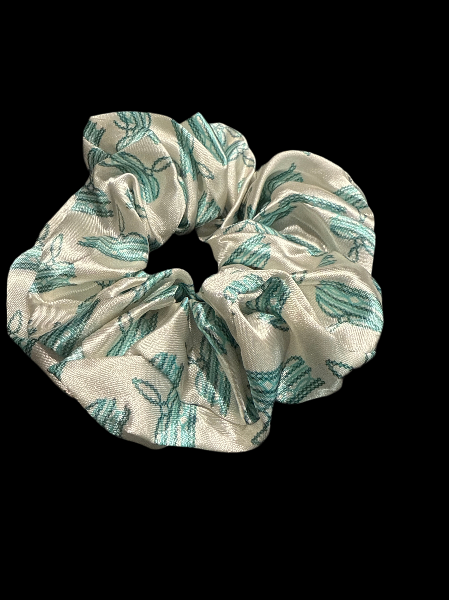 Turquoise Boot stitch Hair Scrunchie