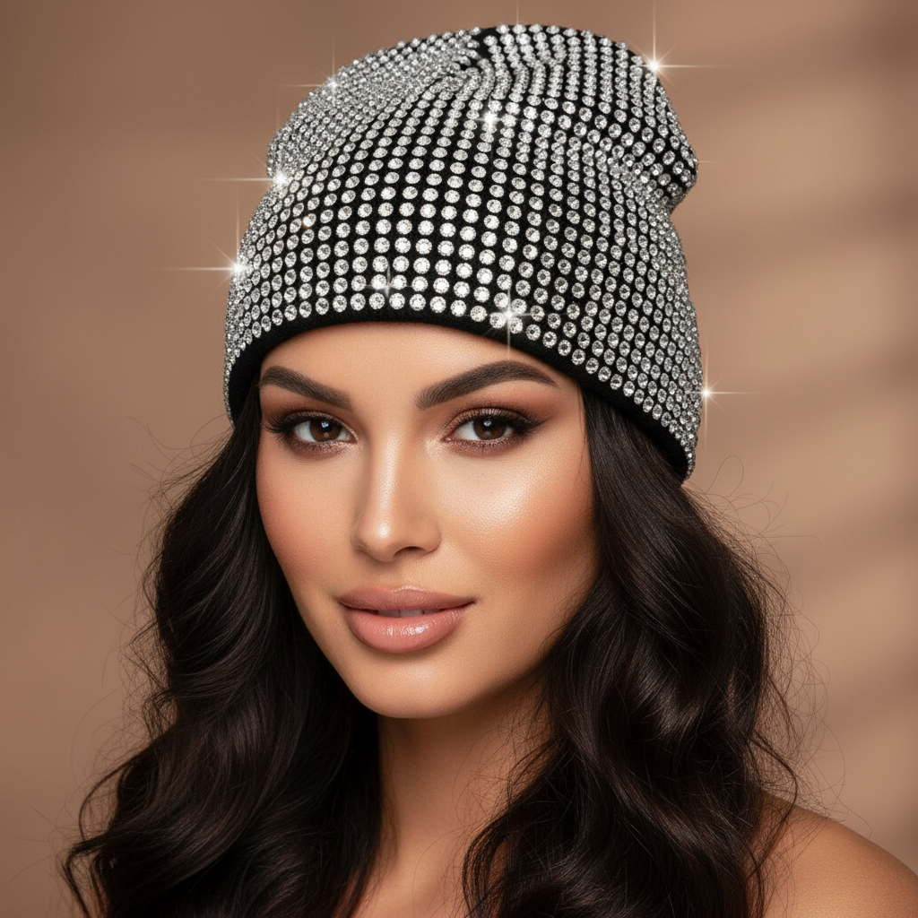 Rhinestone Studded Beanie Hats