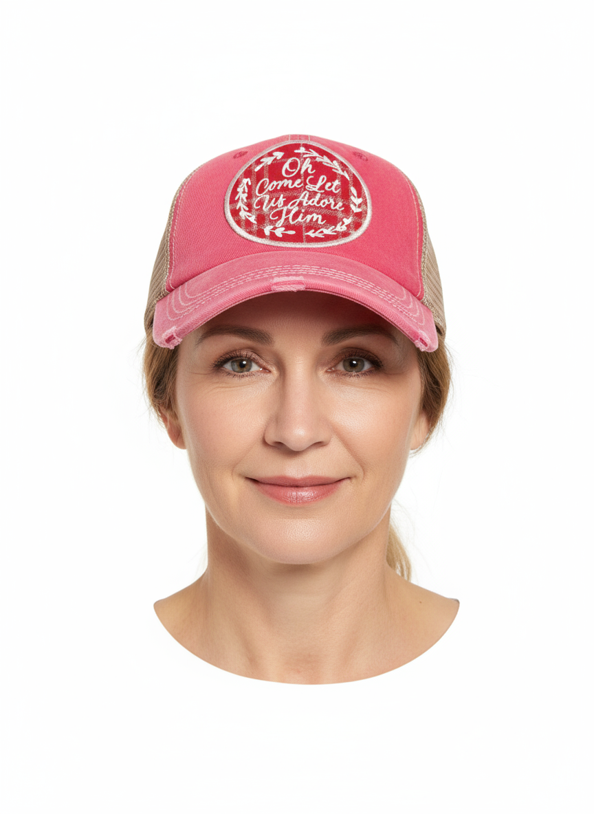 Distressed Red Christmas Trucker Hat