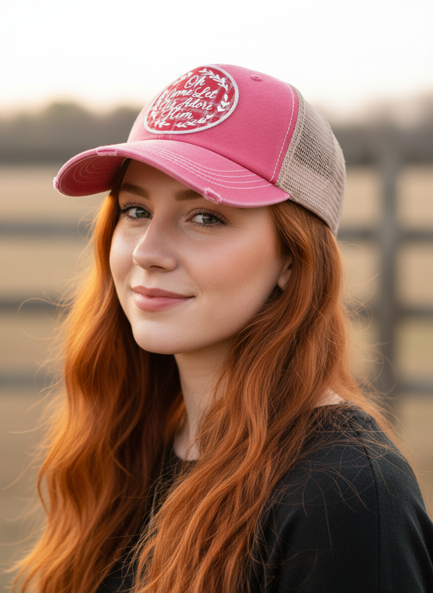 Distressed Red Christmas Trucker Hat