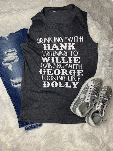 HANK, WILLIE, GEORGE & DOLLY Graphic Tank