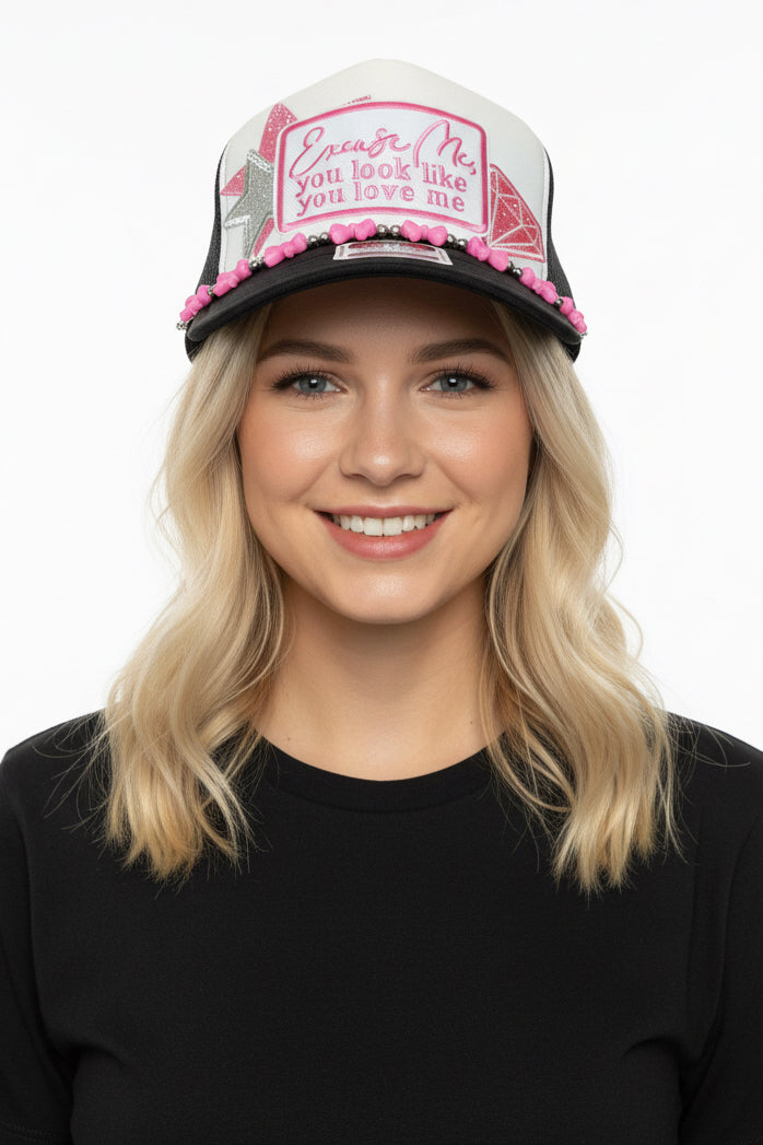 Black Excuse Me You Look Like You Love Me Trucker Hat