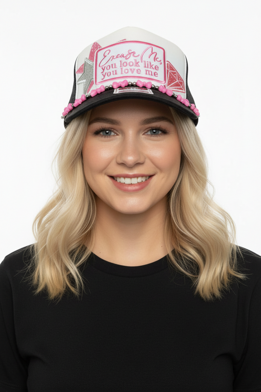 Black Excuse Me You Look Like You Love Me Trucker Hat