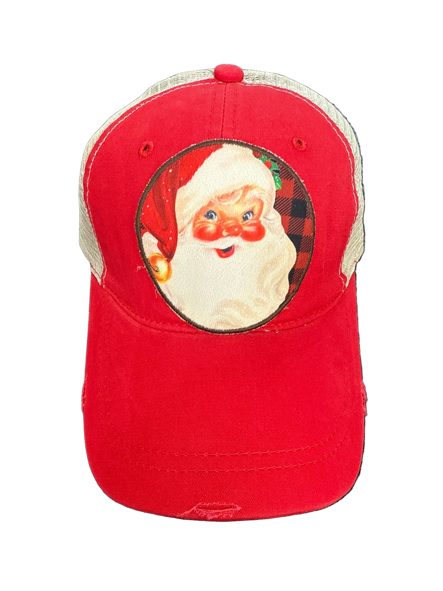 Vintage Santa Buffalo Plaid Trucker Hat