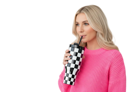 40oz Black and White Checkered