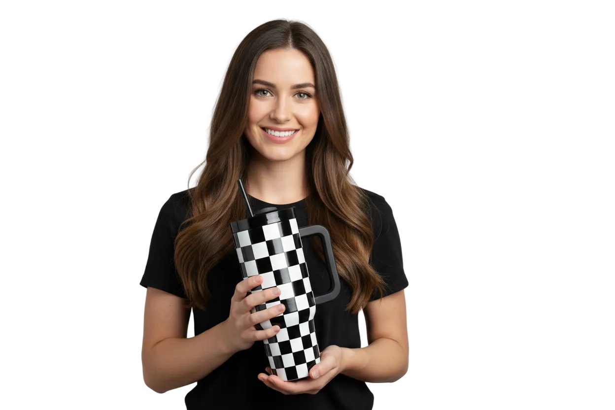 40oz Black and White Checkered