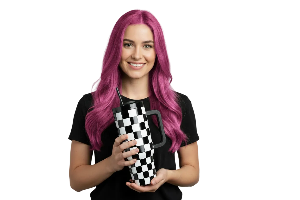 40oz Black and White Checkered