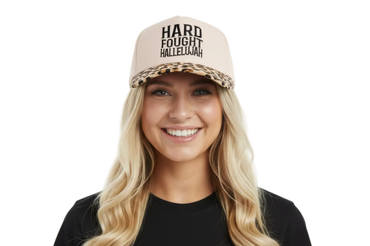 Hard Fought Hallelujah Embroidered Leopard Bill Ballcap