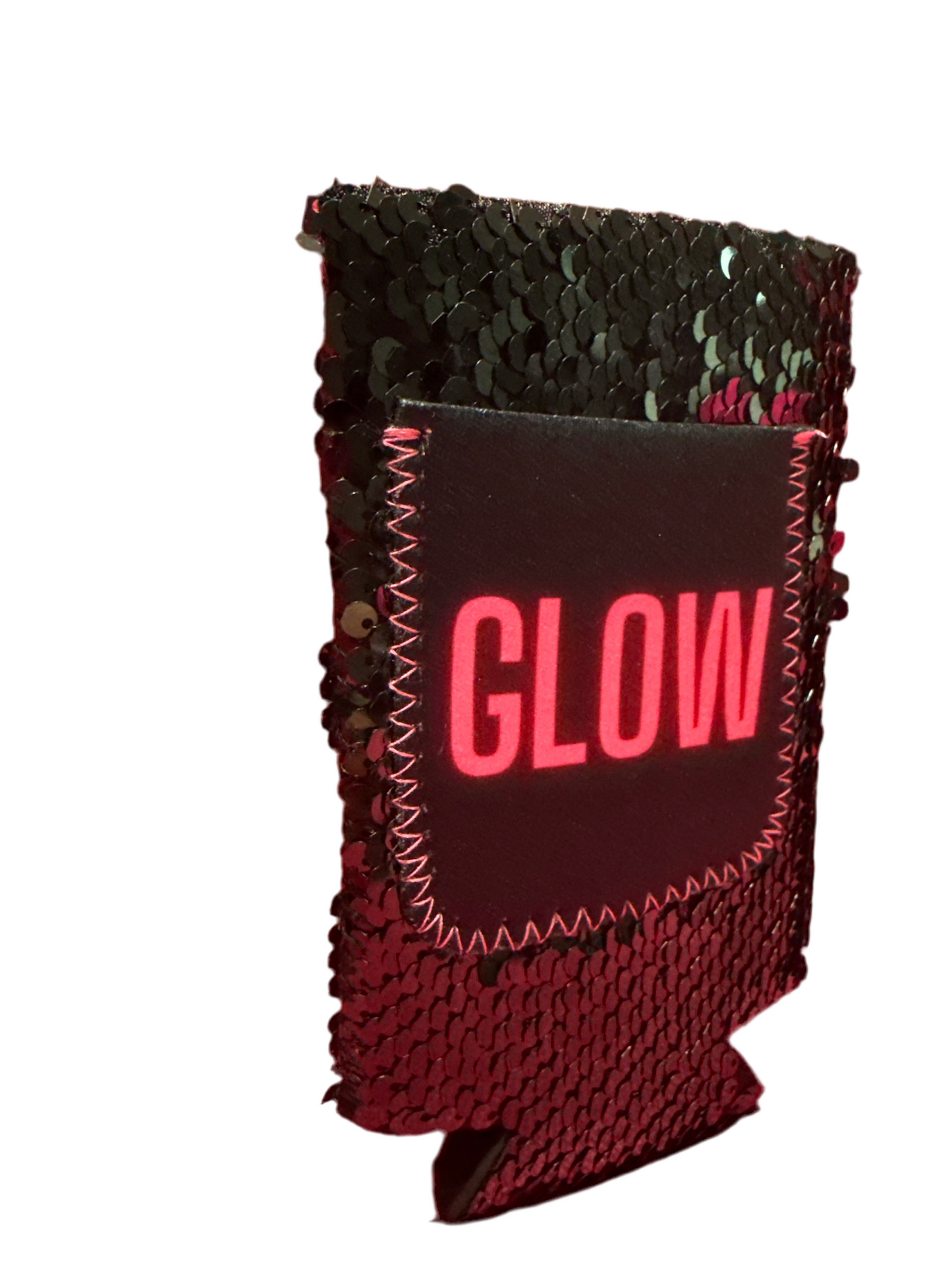 Glow Black Sequin Slim Can Cooler