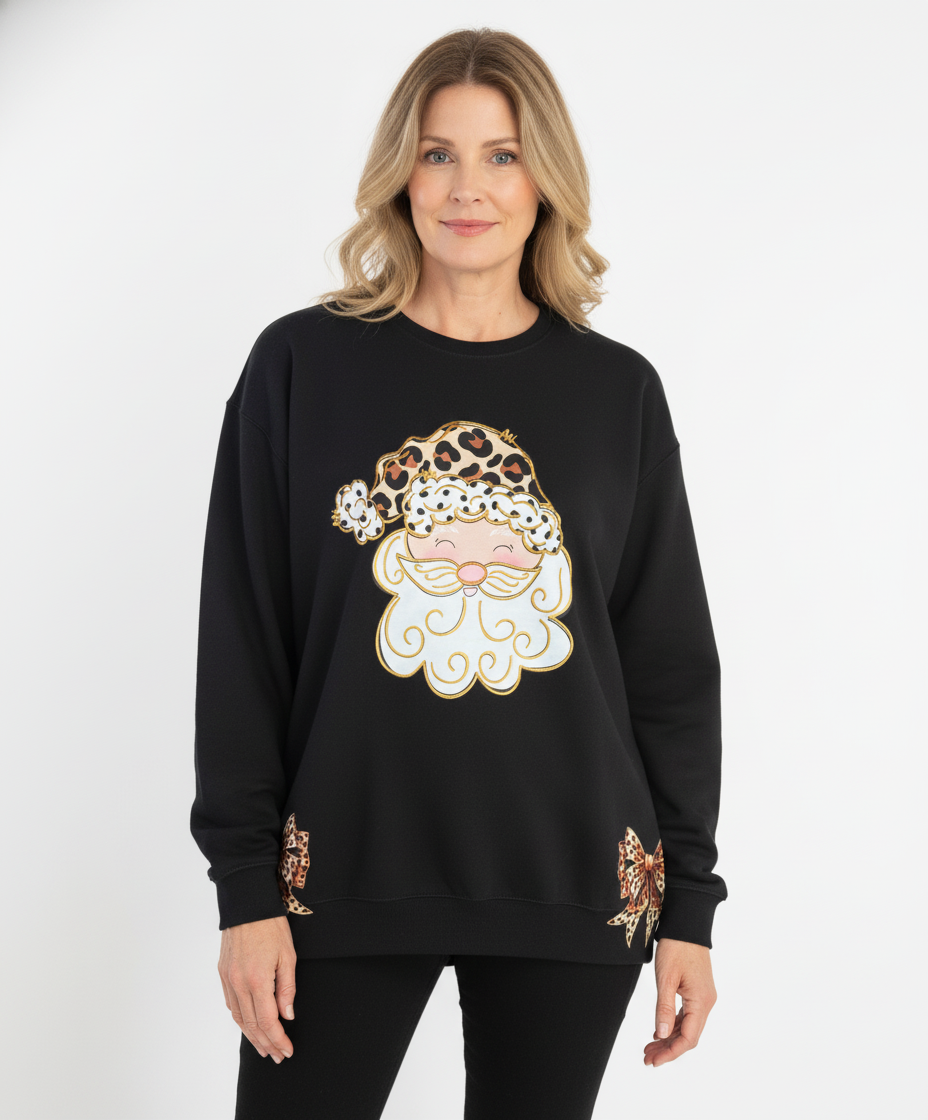 Leopard Santa Bows Christmas Sweatshirt
