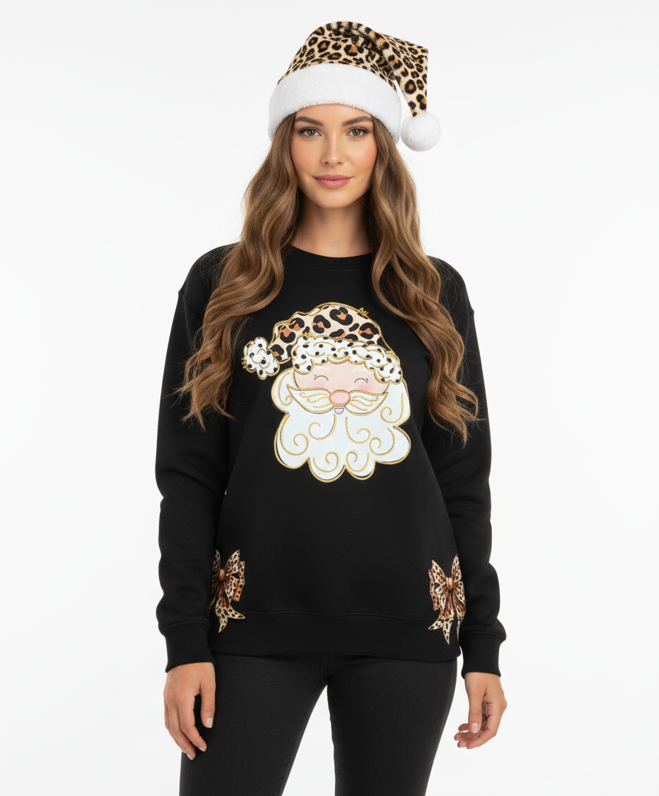 Leopard Santa Bows Christmas Sweatshirt