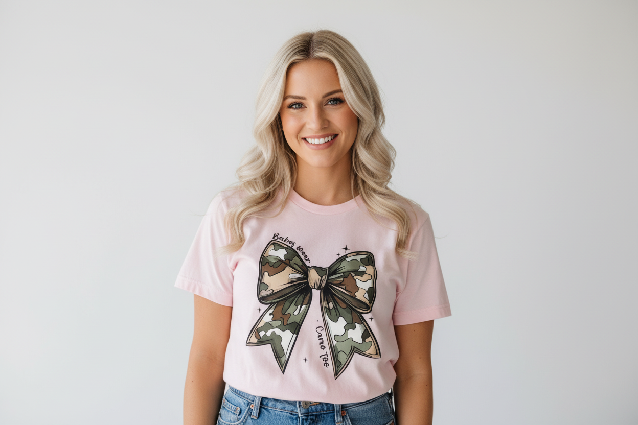 Babes Wear Camo Too Pink Graphic T-shirt