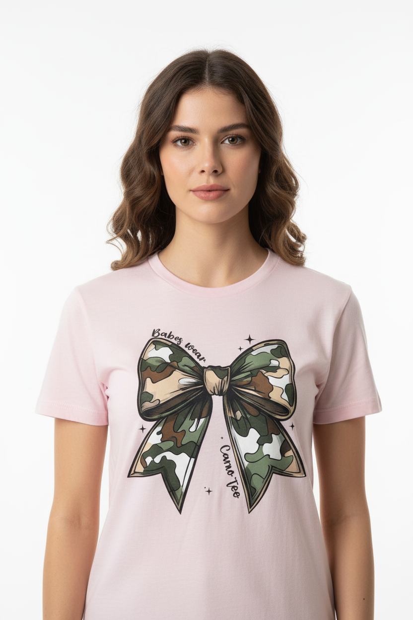 Babes Wear Camo Too Pink Graphic T-shirt