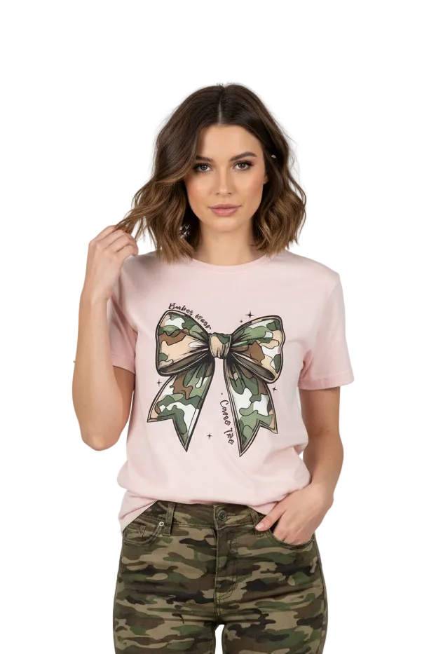 Babes Wear Camo Too Pink Graphic T-shirt