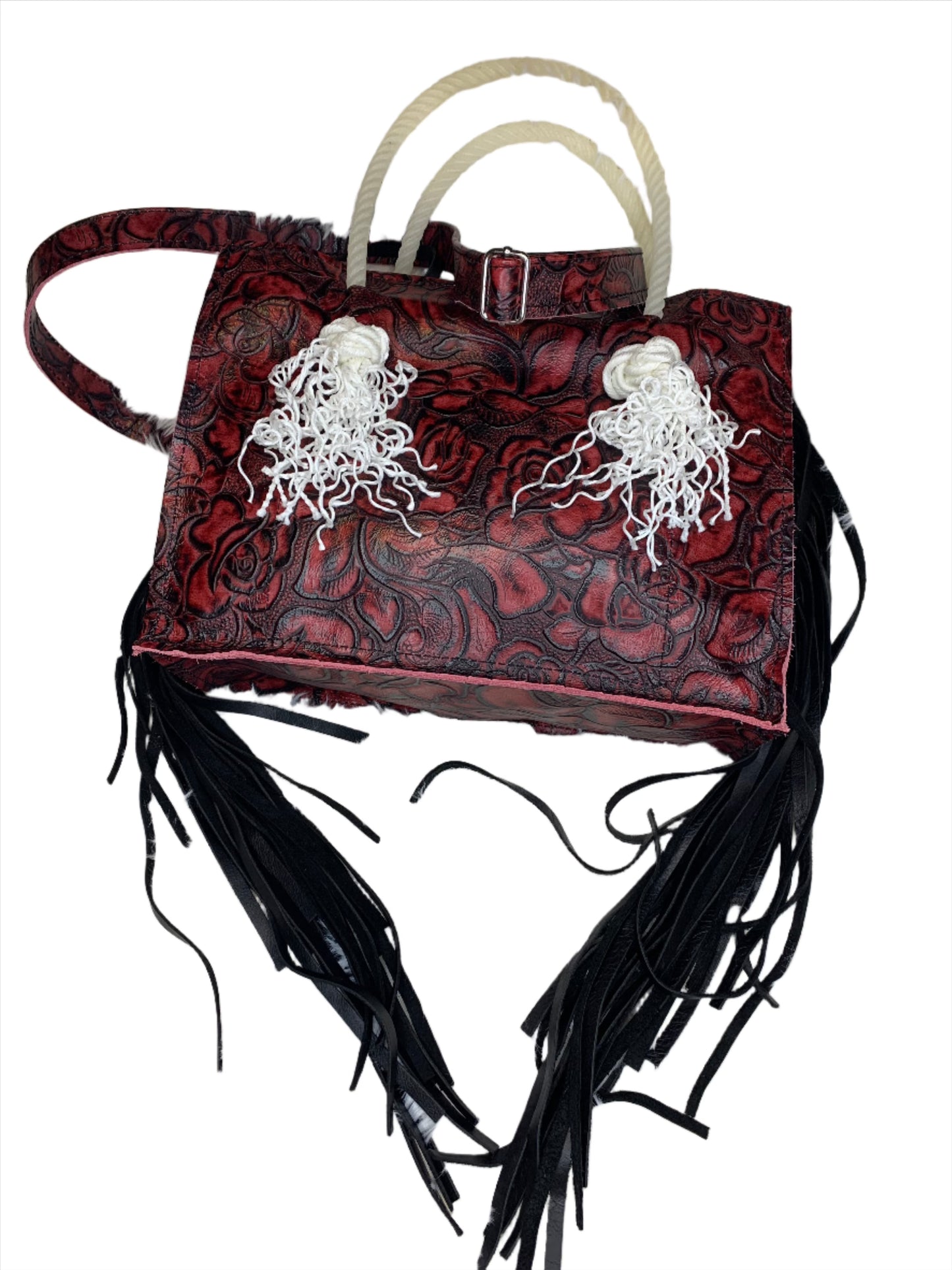 Tbar Red Roses Rope Handbag