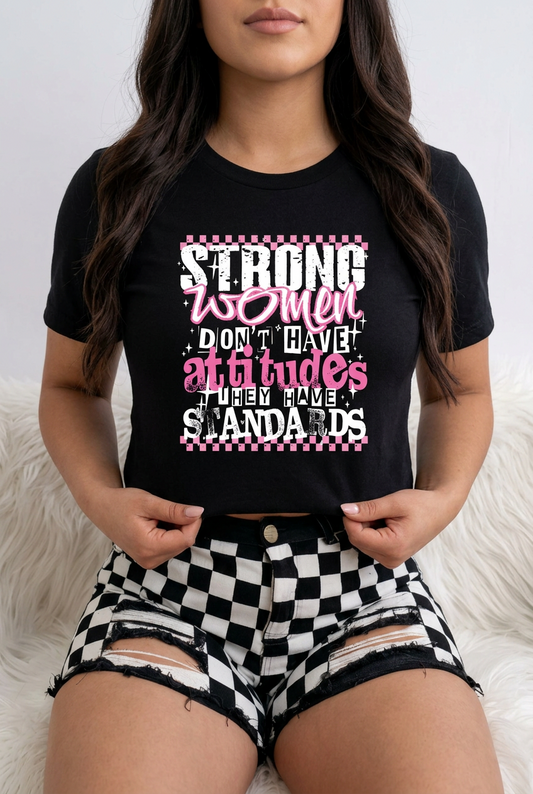 Strong Women Attitudes Glitter Graphic Tshirt