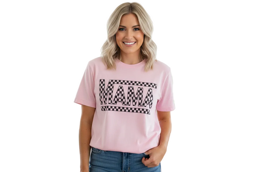 MAMA Checkered Graphic Tee