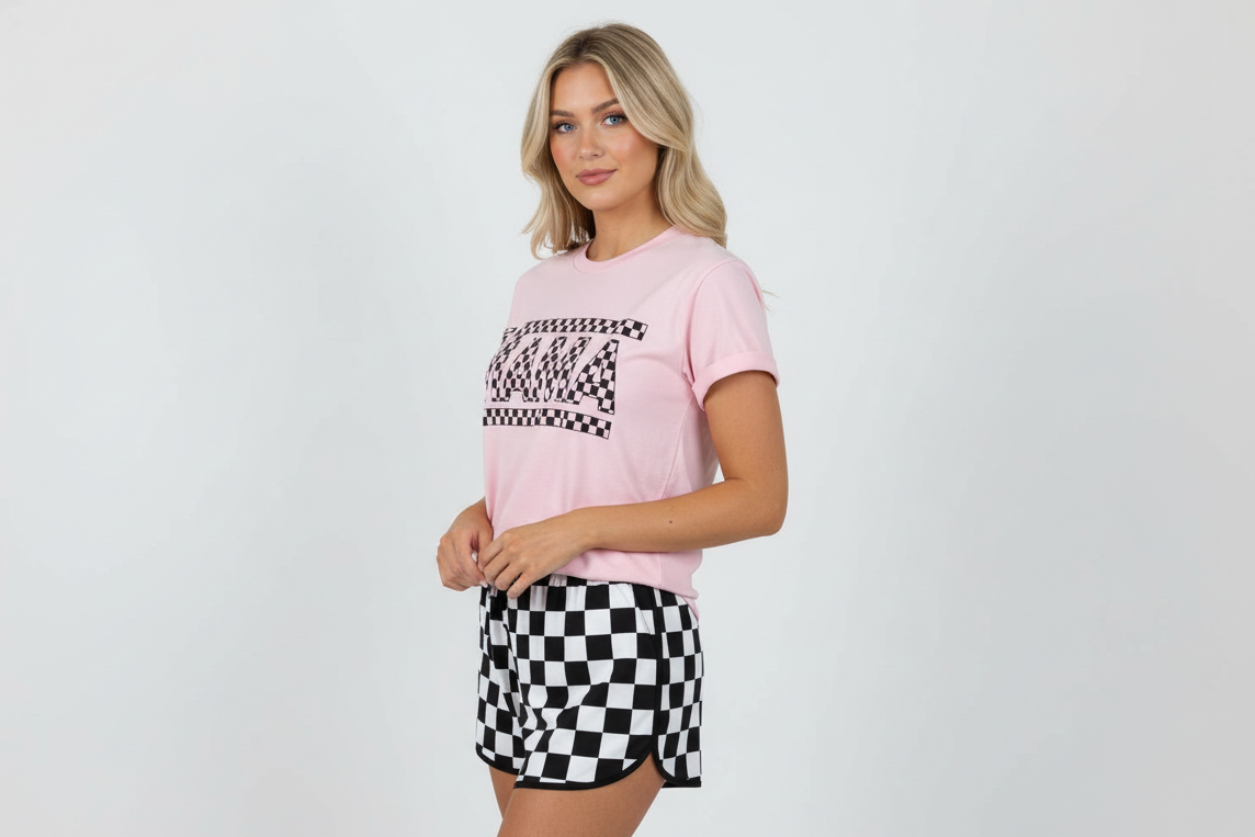 MAMA Checkered Graphic Tee