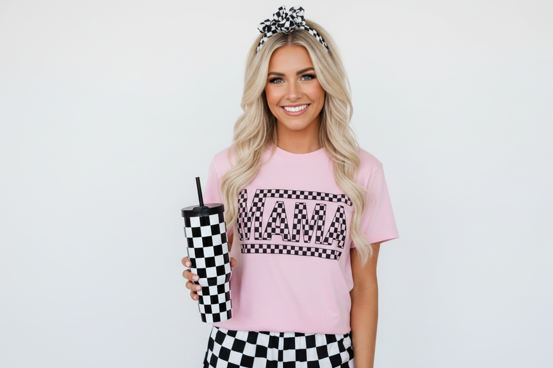 MAMA Checkered Graphic Tee