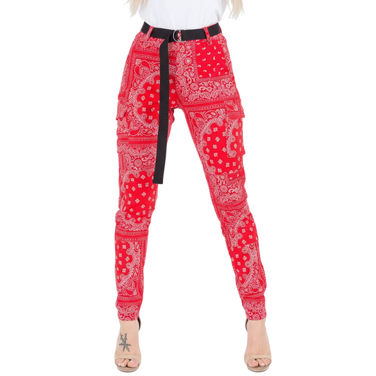 RED BANDANA PATTERN JOGGER PANTS