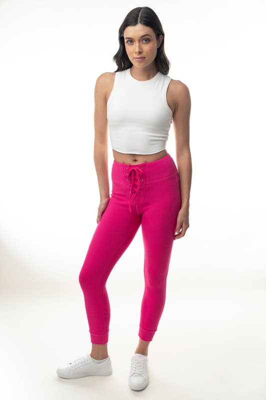 High Waisted Hot Pink Solid Knit Leggings