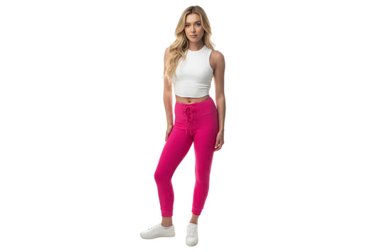 High Waisted Hot Pink Solid Knit Leggings