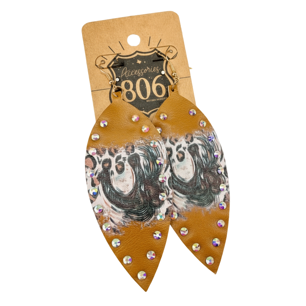 Horseshoe Print AB Crystal Earrings