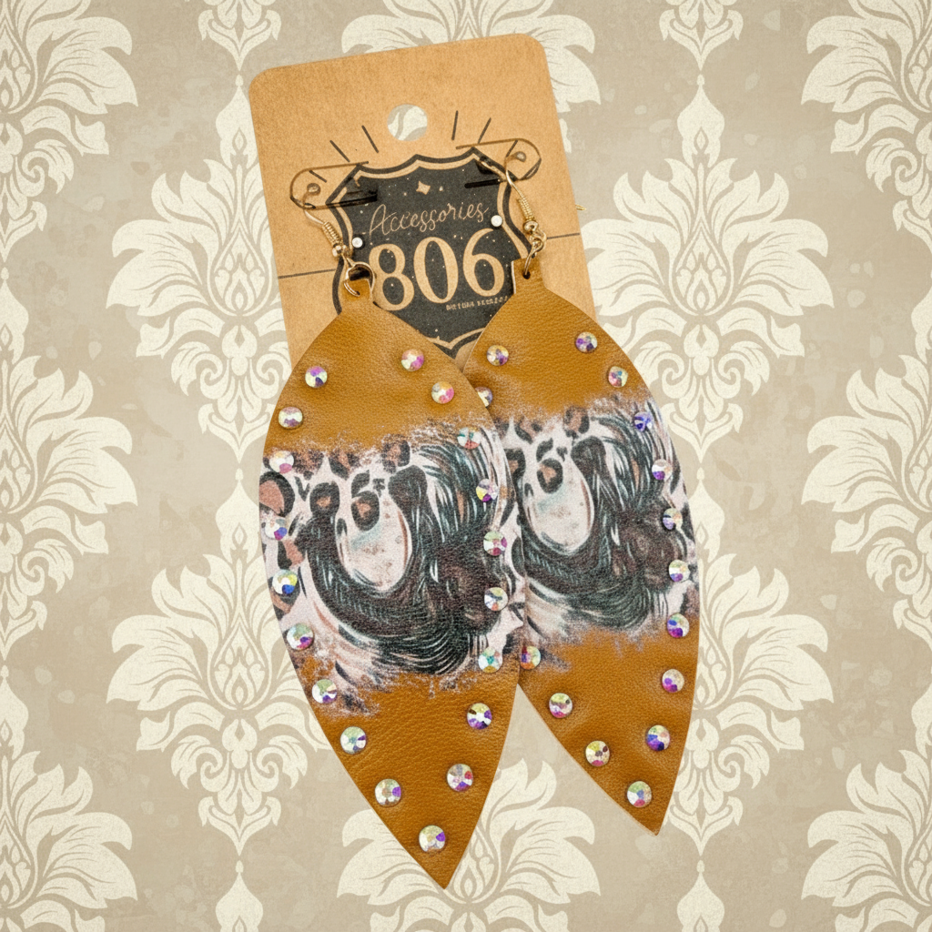 Horseshoe Print AB Crystal Earrings