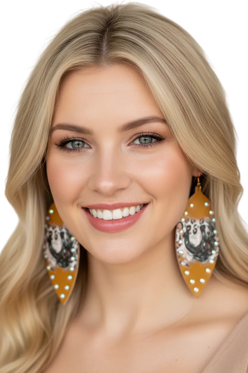 Horseshoe Print AB Crystal Earrings