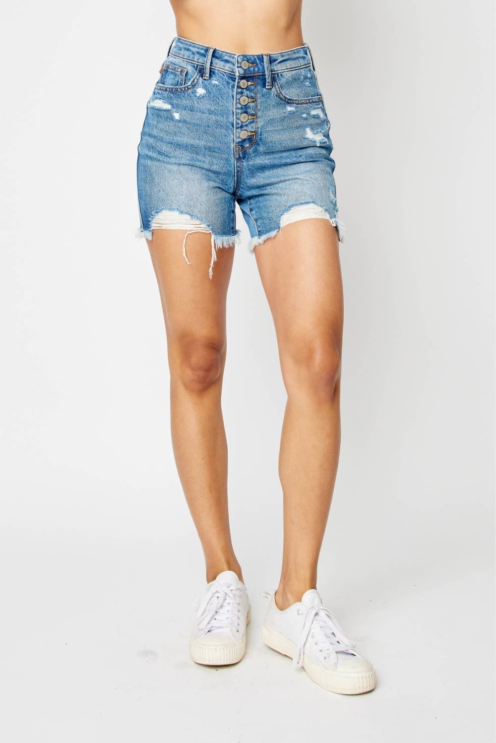 HW Rigid Magic Destroy & Btn Fly Cut Off Shorts (XL Only): MD / XL