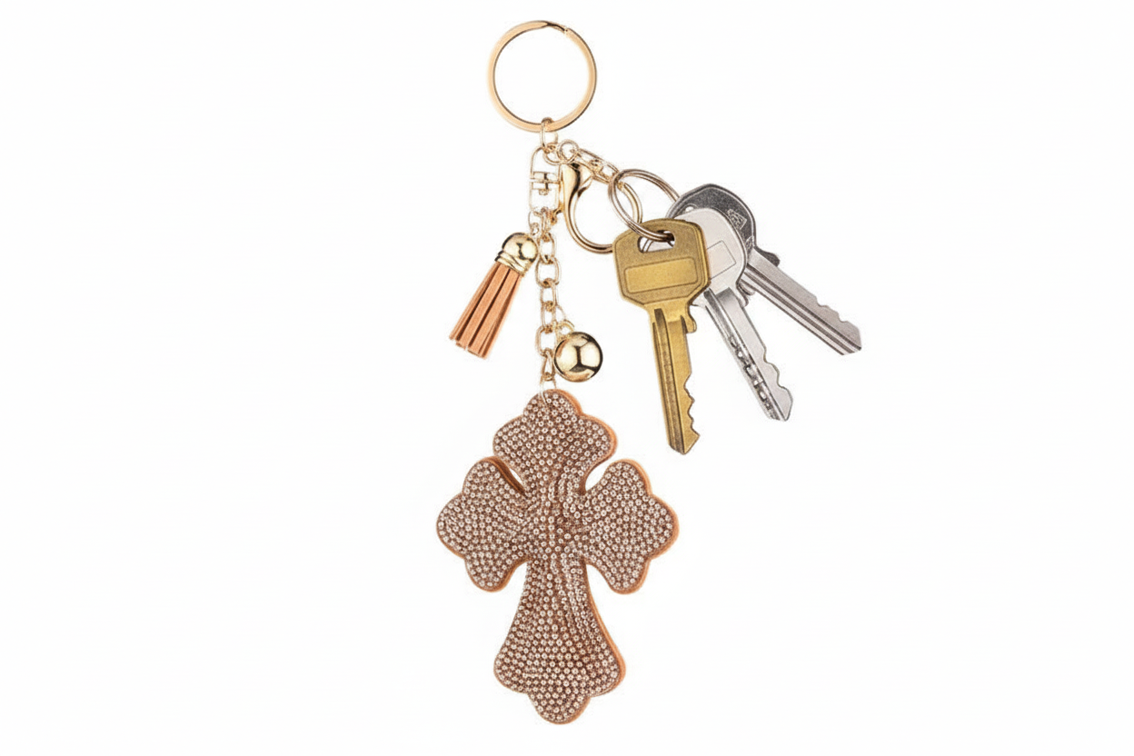Rhinestone Cross Shape Key Chain