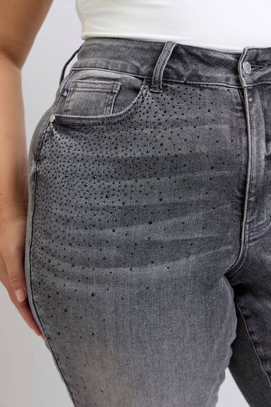 HW Rhinestone Straight: Gry / 14W