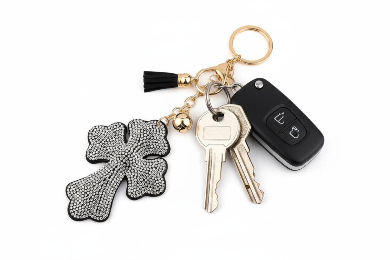Rhinestone Cross Shape Key Chain