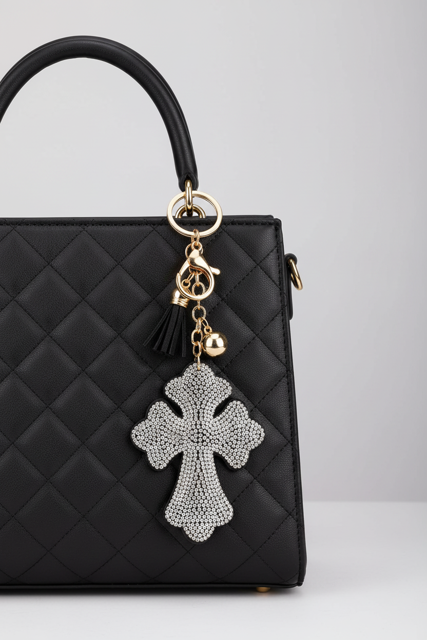 Rhinestone Cross Shape Key Chain