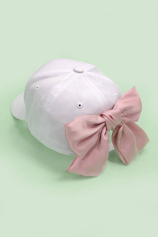 BIG BOW RIBBON BASEBALL HAT CAP White