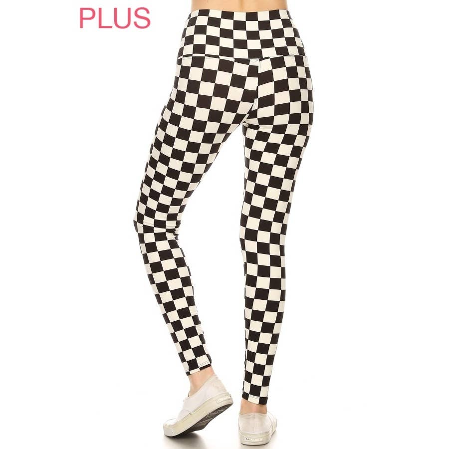 Checkered Black and White Plus Size Leggings