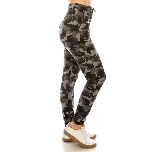 Camo Print Joggers with Drawstring